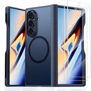 TORRAS Magnetic Shockproof for Samsung Galaxy Z Fold 7 Case with S Pen Holder & Screen Protector, Fit for MagSafe, Mil-Grade Hinge Protection, Translucent Slim Case for Samsung Z Fold 7, Black