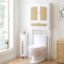 Spirich Small Bathroom Storage Cabinet with Toilet Paper Holder, White | PE Rattan Door, Adjustable Shelf, Toilet Paper Storage, FSC-Certified MDF,6-Inch-Wide Design for Powder Rooms & Narrow Spaces, 6 inches x 7 inches x 29.6 inches
