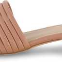 CUSHIONAIRE Women's Nino strappy low block heel slide sandal +Memory Foam and Wide Widths Available (Beige)