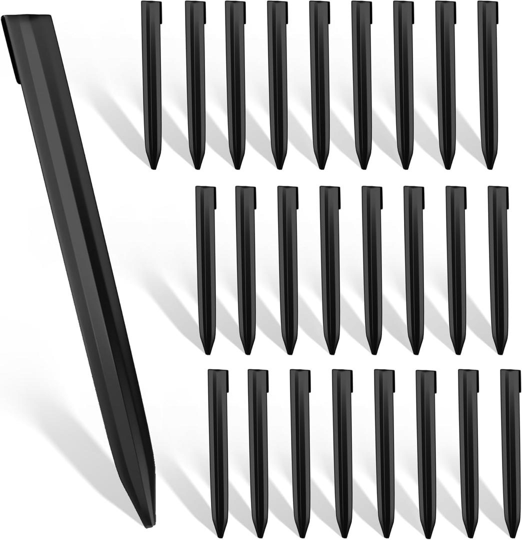 Worth Landscape Edging Stakes, 26Pcs 12Inch Corrugated Metal Garden Stakes Steel Bender Board Anchoring Spikes, Black