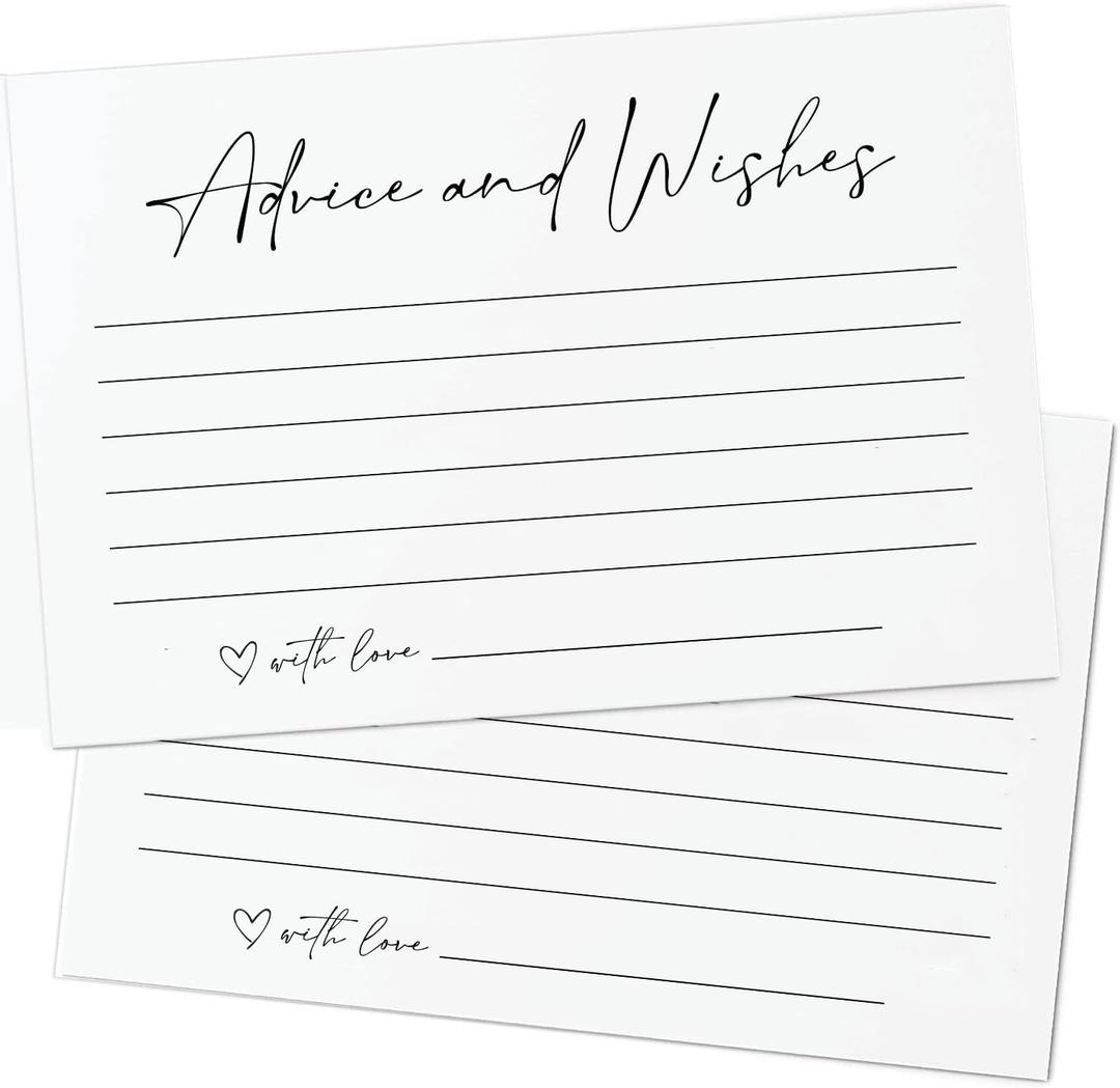 GardenCity Advice and Wishes Cards for Any Event  Well Wishes & Wedding Advice Cards for Bride & Groom, Wedding Reception, Baby Shower, Birthday, Graduation, or Retirement, 50 Pack, Minimalist