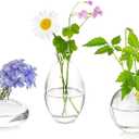 Glass Bud Vases Set of 3, Hewory Cute Clear Small Vases Handmade, Mini Glass Flower Vase for Floral Arrangement, Tiny Centerpiece for Wedding Party Events Home Office Table Decor (Not Include Flower)