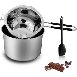 Double Boiler Pot Set, 1200ML Double Boiler, 2800ML Stainless Steel Pot with Silicone Spatula for Melting Chocolate,Candy, Soap, Wax, Candle Making