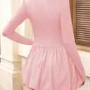 Wenrine Women Long Sleeve Bubble Mini Dress Bodycon Mock Neck Casual 2025 Cocktail Club Party Dresses (Pink)