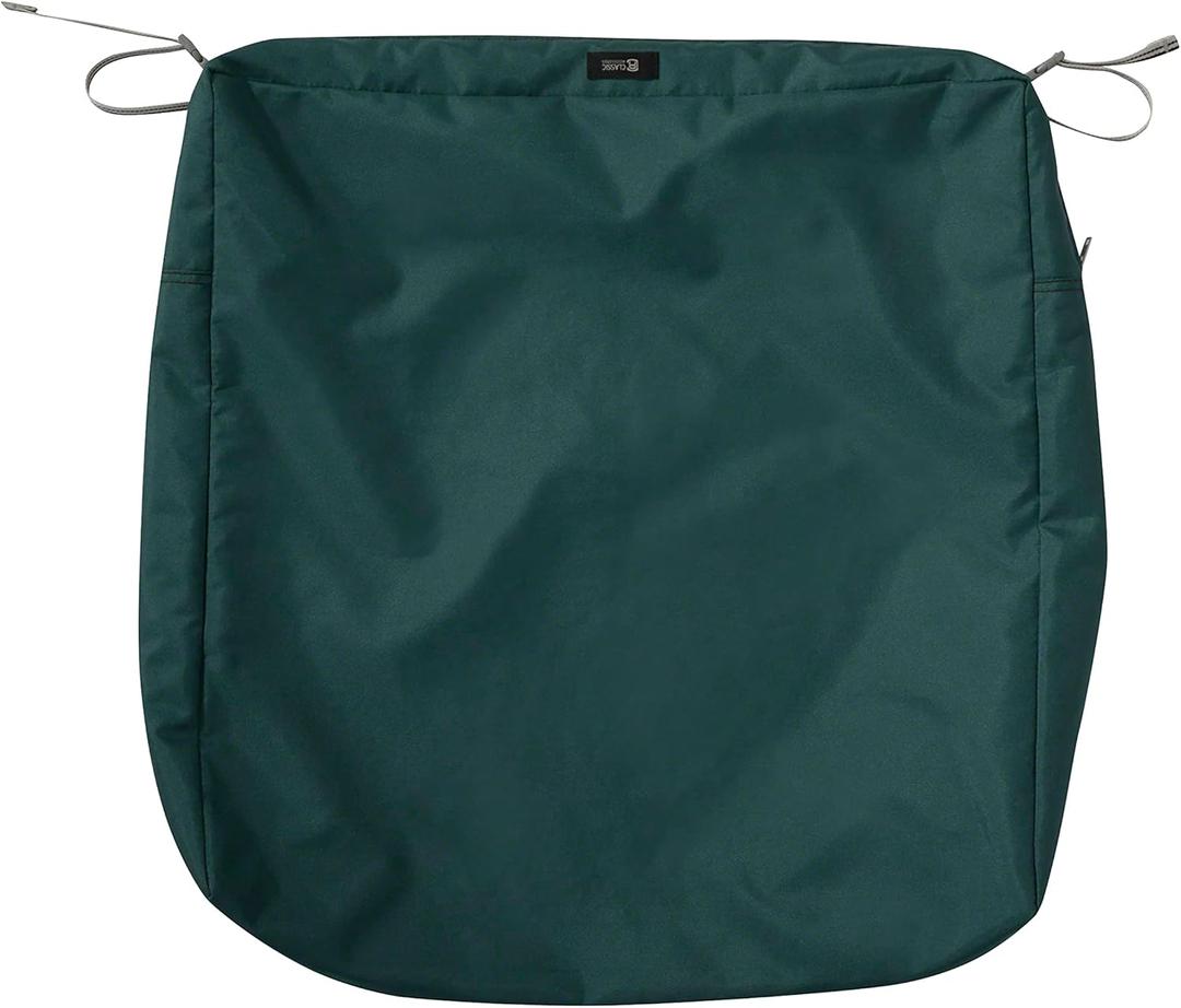 Classic Accessories Ravenna Water-Resistant 21 x 19 x 5 Inch Rectangle Outdoor Seat Cushion Slip Cover, Patio Furniture Chair Cushion Cover, Mallard Green, Patio Furniture Cushion Covers