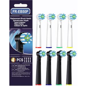 Intelligent Cleaning Replacement Heads Compatible with Braun Oral B Pro 1000/7000/9600, 8 Pack Brush Heads Compatible with Oral B Genius X and Smart 1500 Electric Toothbrush (Black+White)