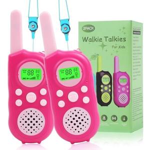 VOOPON Walkie Talkies for Kids 22 Channels Long Range 2 Way Radio Toys for 3-12 Ages with LCD Flash Light,Birthday Gifts for 4 5 6 7 8 9 Years Old Boys Girls for Camping Hiking Indoor Outdoor (Pink)