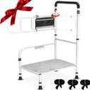 Bed Step Stool for Elderly/High Bed, 360  Anti Fall ArmrestSupport 800 lbs, 8-Level Adjustable Height, Storage Bag, Memory Sponge Carpet, USB Light, 3 4m Fixed Strap, for Bed Height Below 40