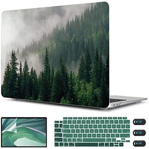 CISSOOK Compatible with MacBook Air 13 inch Case 2021 2020 2019 2018 Release A2337 M1 A2179 A1932 with Touch ID, Plastic Hard Shell Case &Keyboard Cover &Screen Protector for MacBook Air 13, Forest