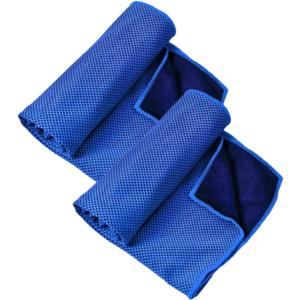 Pack of 2 Cooling Towel, Foldable Portable Microfiber Soft Breathable Absorb Ice Chilly Towels for Neck and Face for Sports Travel Yoga Golf Gym Camping Running Fitness Workout (Royal Blue)