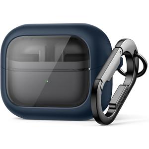 SURITCH for Samsung Galaxy Buds 3 Pro (2024) / Buds 3 (2024) / Buds3 FE (2025) Case, Magnetic Bumper Cases, Rugged Shockproof Protective Covers with Carabiner & Cleaning Kit & Removal Tool, Navy