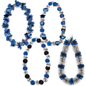Levfla Graduation Money Lei, Class of 2026 Candy Lei Kit with DIY Flower Sticker Pieces, Congrats Senior High School College Grad Party Supplies Blue & Black Set of 6 No Money Included