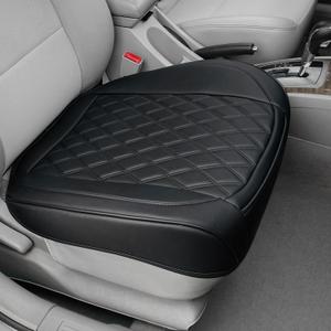 BEITK 1 Pack Leather Front Car Seat Cover Bottom Car Seat, Anti-Slip and Full Wrap Driver Car Seat Protectors, Luxury Waterproof Bottom Auto Seat Cushion Pad Mat for Most Vehicles(Black)