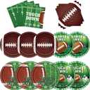 Football Party Supplies Plates and Napkins Tableware Set Football Theme Party Decorations Including Paper Plates Napkins Cups for Football Birthday Party, 50 Guests150pcs