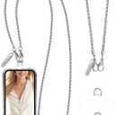 MOUTAKEY Metal Cell Phone Chain Set Detachable iPhone Chain Strap Fits All Phones Crossbody Phone Lanyard*1 Phone Wrist Strap*1 with 2 Tether Tabs iPhone Wristlet For Women Travel Shopping Camping