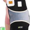 CAMECO 2-in-1 Cordless Hip Heating Pad with Massage for Sciatica Pain Relief, 5000mAh Battery & 104-140 Heated Hip Brace for Women Men Arthritis, Rechargeable Hip Massager Heat Pad for Home Office (Black/Gray)