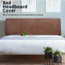 Headboard Slipcover for Queen Bed, Stretch Velvety Bed Headboard Cover, Dustproof Protector Cover for Upholstered Headboard, Velvet Fabric (Brown)