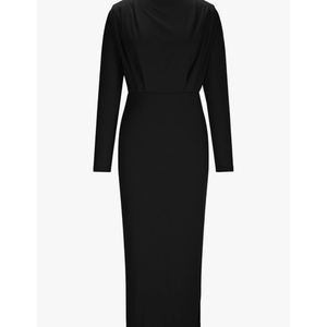 Women's High Neck Wrap Long Dress Long Sleeve Slim Fit Elegant Dresses Classy Temperament Evening Gown Party Dress XL