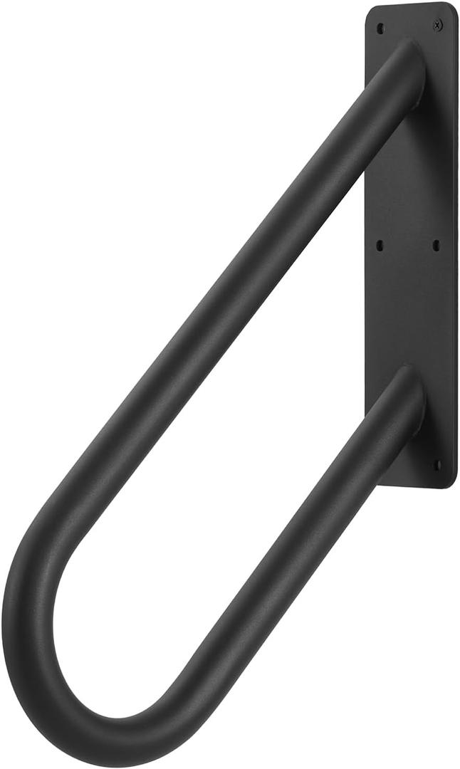 Heavy Duty Black Wall Mount Hand Rails for Outdoor Steps, U-Shaped Outdoor Stair Railing for Garage, Front Porch, Garden Steps, Safety Grab Bars for Pregnant, Elderly, Seniors or Handicaps