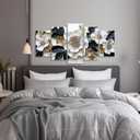 XLMDYYSW Large Canvas Wall Art for Living Room 5 Pieces White and Gold Flower Picture Botanical Floral Print Painting Modern Artwork for Bedroom Decor Framed (8x14inx2 8x18inx2 8x22inx1)