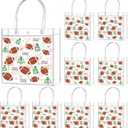 Zenoble 24 PCS Football Goodie Bags Double-Sided PVC Clear Bag Snack Candy Treat Gift Bags with Handle for Super Bowl Party Supplies Football Party Favors Birthday Holiday Decorations (Style7)