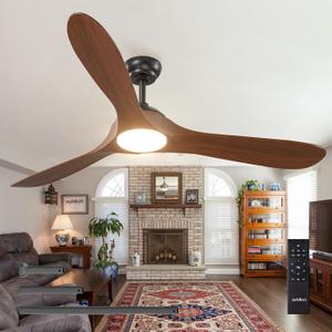 addlon Ceiling Fans with Lights, 60 Inch Indoor/Outdoor Ceiling Fan with Remote Control, Reversible, 3 Wood Blades, 6 Speeds, 3CCT Dimmable, Noiseless, Large Ceiling Fan for Patio, Gazebo, Farmhouse