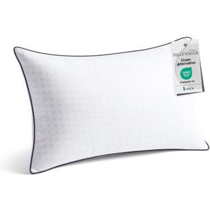JollyVouge Standard Size Bed Pillow 1-Pack, Single Pillow for Sleeping, Breathable and Supportive with Down Alternative Fill, Hotel Collection Pillow for Side, Back, and Stomach Sleepers