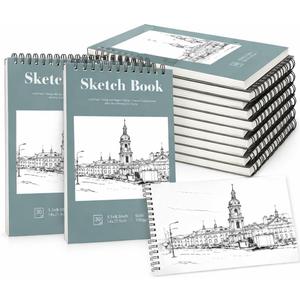 12 Pack Sketch Book, 5.5 x 8.5 Inch Sketchbook, 68lb/100gsm Top Spiral Bound Sketch Pad, Acid Free Art Supplies Drawing Painting Sketching Paper for Adults, Beginners, Artists (30 Sheets Each)