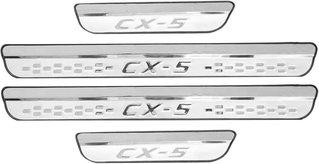 Steel Chrome Door Sill Protector for Mazda CX-5 2026 2025, Honeycomb-Pattern Accessories Plates Cover Auto Interior Accessory Kick Panels Trim Guard