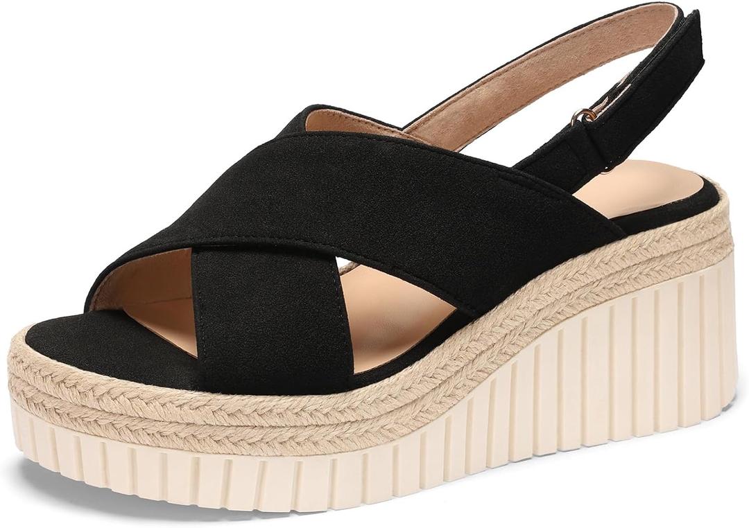 VICKIVICKI Wedge Sandals for Women Beach Platform Sandals Comfortable Summer Shoes Open Toe Slingback Espadrilles for Casual Wedding Party