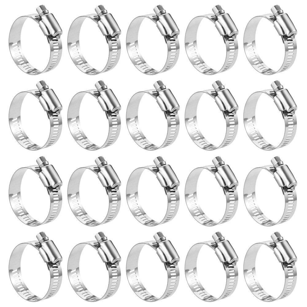 LOKMAN 20 Pack Stainless Steel Hose Clamp Adjustable 1-5/8'' - 2-1/2'' (40-63mm) Worm Gear Hose Clamp, Metal Fuel Line Pipe Clamp for Plumbing, Automotive And Mechanical Application