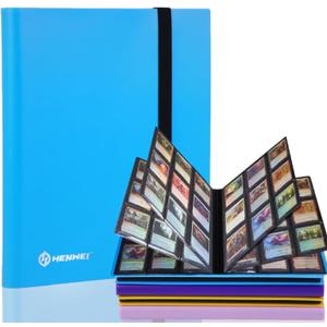 9 Pocket Trading Card Binder,360 Side-Loading Card Collection Binder,Ringless Card Binder with Strap,PP Card Holder Album for TCG,CCG,MTG,Game,Sports Cards,Good Gift for Card Collectors-Blue