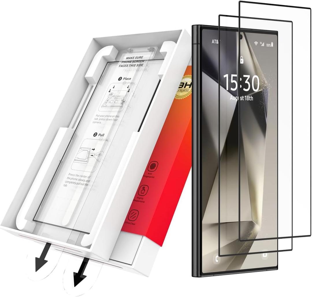 SOOPII Tempered Glass Screen Protector for Samsung S25 Ultra, [Auto Dust-Elimination Installation],[Military Grade Protection],Fingerprint Unlock Bubble Free for Galaxy S25 Ultra 6.9inch (2-Pack)