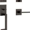 Kwikset San Clemente Front Door Lock Handle and Deadbolt Set, Entry Handleset Exterior with Interior Reversible Lever, Venetian Bronze, Pick Resistant SmartKey Rekey Deadbolt Security