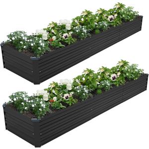 ZUNUDA 2PCS 12x2x1ft Galvanized Raised Garden Bed Kit,Gardening Planter Box