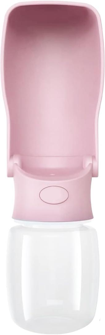 Portable Dog Water Bottle for Walking Portable Pet Water Bottles for Puppy Small Medium Large Dogs Water Dispenser Pet Water Bowl Dog Accessories (Pink 12 OZ)