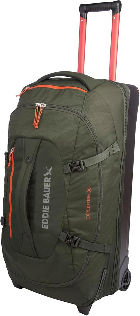 Eddie Bauer Expedition Rolling Duffel Bag with Wheels | Travel | Check-In | Luggage | Rugged | Durable - Dark Thyme, 30"