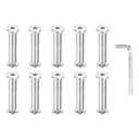 PATIKIL M6x6mm Hex Chicago Screws 8x40mm, 10Pcs 304 Stainless Steel Metric Hex Drive Socket Cap Binding Post Screw Posts for Scrapbook Leather Belt Album Furniture Repair, Silver