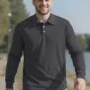 Men's Long Sleeve Polo Shirts for Men, Casual & Work Golf Polo Shirts with Split Hem,Stylish Collared Shirt (M)