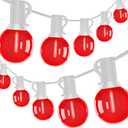 50Ft G40 LED Valentine's Day String Lights Outdoor, Valentines Decorations Lights with 27 Red Shatterproof Globe Bulbs, Hanging Patio Lights for Outside Wedding Backyard Porch Roofline, White Wire