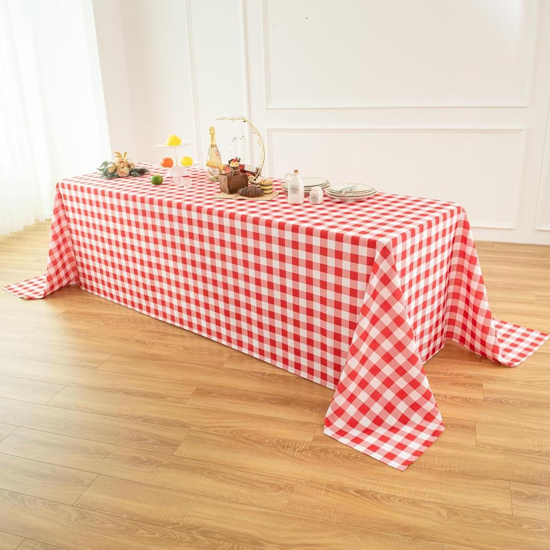 Classic Gingham Buffalo Tablecloth Fabric - Oblong 90x132 Inch Water Proof Checkered Table Cloth for Indoor Outdoor - Table Cover for Birthday, Picnics, BBQs, and Parties