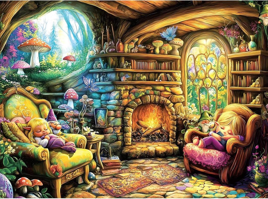 Elf Cave Rest 1000 Piece Puzzle for Adults, Fun Puzzles for Adults 1000 Pieces with HD Print & Poster, 27.5 * 19.7 in Dust Free, for Gifts Halloween Christmas Family Games Lovers