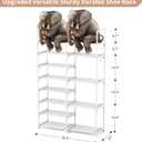 ROJASOP White Shoe Rack, Tall Metal Shoe Rack Organizer for Entryway Closet Garage, 8 Tier Large Shoe Shelf for 26-32 Pairs Boots & Shoes Storage, Space Saving Heavy Duty Shoe Stand