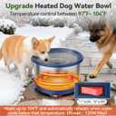 6.5L Heated Water Bowl, Stainless Steel Outdoor Heated Dog Bowl with Anti-Chew Cord, Large Capacity Heated Pet Slow Drinking Dish Provide Warm Water in Winter for Dogs (Blue)
