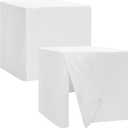 HolidayIdeas 2 Pack Square Fitted Table Covers - 34 x 34 Inch - Fabric Table Clothes Versatile Tablecloths for Parties, Holiday Dinner, Trade Show, Vendor Stand (White)