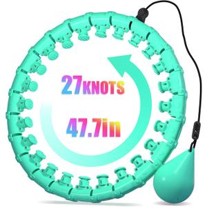 Weighted Hula Infinity Fitness Hoop for Adult Weight Loss, 2 in 1 Smart Fitness Workout Hula Circle Hoops with 27 Detachable Knots, Exercise Fit Hoop Suitable for Women and Beginners