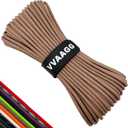 VVAAGG 550 Paracord 200FT - 4mm Lightweight and Durable Camping Rope, Tent Rope, Clothsline Rope, Marine Weatherproof Rope, Nylon Parachute Cord Rope (Brown) (Tan)