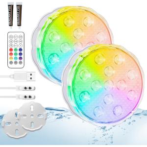 YiaMia Rechargeable Pool Lights with Remote, 2 Pack IP68 Waterproof Submersible LED Lights for Above Ground & Inground Pools, Bath, Shower, Party Decoration, Spas, Aquariums