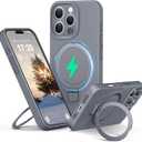 Silicone Case for iPhone 16 pro with Magnetic Stand, Gray