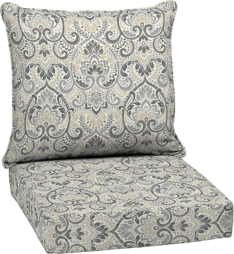 Arden Outdoor Deep Seat Cushion Set, 24 in x 24 in, Weather-Proof, Rain-Proof, Fade Resistant Patio Cushion for Chair, Sofa, and Couch Neutral Aurora Damask Arden Outdoor Deep Seat Cushion Set, 24 in x 24 in, Weather-Proof, Rain-Proof, Fade Resistant Patio Cushion for Chair, Sofa, and Couch Neutral Aurora Damask